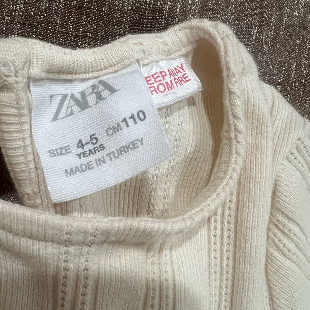 Zara Cream and Pale Yellow Girls' Knit Bodice Dress - Picture 5 of 8